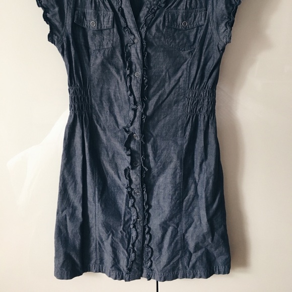 Collared Short Denim Dress - Picture 2 of 2